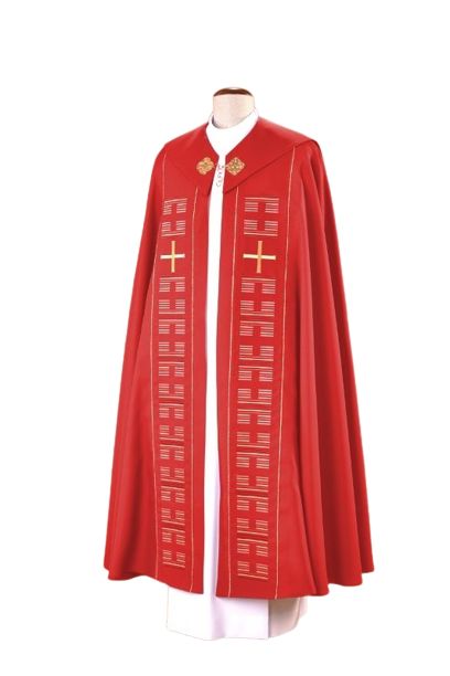 Kapa czerwona haftowana (62) - KAPY LITURGICZNE - Nowość