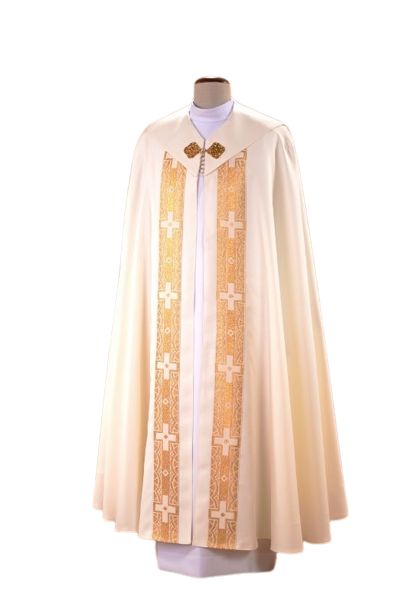 Kapa ecru z ozdobnymi pasami (63) - KAPY LITURGICZNE - Nowość