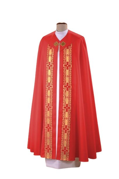 Kapa czerwona z ozdobnymi pasami (65) - KAPY LITURGICZNE - Kapa czerwona z ozdobnymi pasami (65)