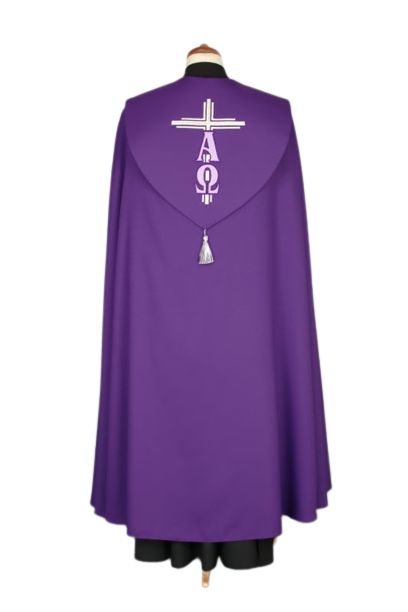 Kapa fioletowa Alfa i Omega haftowana (72) - KAPY LITURGICZNE - zdjęcie 2 - Kapa fioletowa Alfa i Omega haftowana (72)