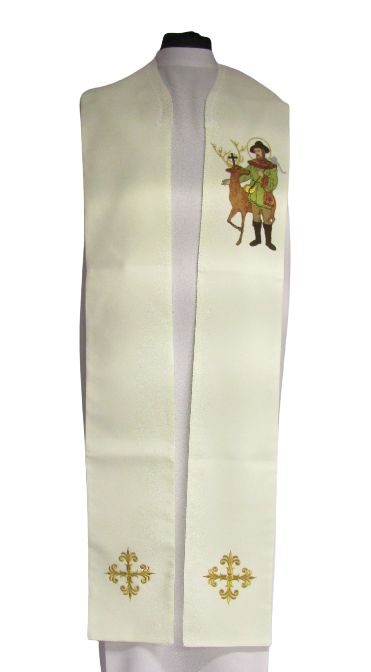 Stuła haftowana Święty Hubert (1) - Z POSTACIAMI - Nowość
