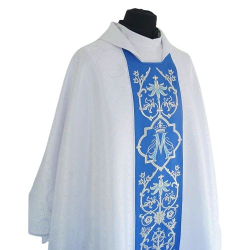 Ornat Maryjny gotycki, biały żakard - Ornaty Maryjne - zdjęcie 2 - Ornat Maryjny gotycki, biały żakard