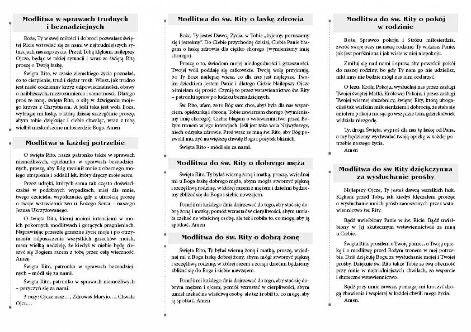 Litania i Modlitwy do Św. Rity - Folder religijny - zdjęcie 2 - Litania i Modlitwy do Św. Rity