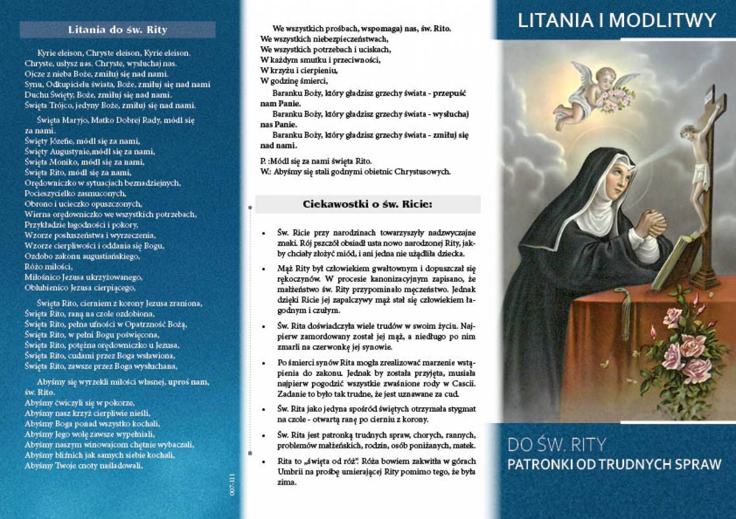 Litania i Modlitwy do Św. Rity - Folder religijny - Litania i Modlitwy do Św. Rity