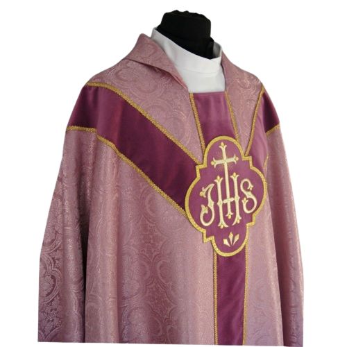 Ornat Semi Gotycki - zgaszony róż, żakard (58) - Ornaty Semi Gotyckie - zdjęcie 2 - Ornat Semi Gotycki - zgaszony róż, żakard (58)