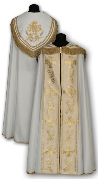 Kapa biała złote pasy - KAPY LITURGICZNE - Kapa biała złote pasy