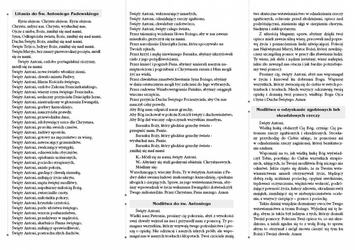 Litania i Modlitwy do Św. Antoniego - Folder religijny - zdjęcie 2 - Litania i Modlitwy do Św. Antoniego