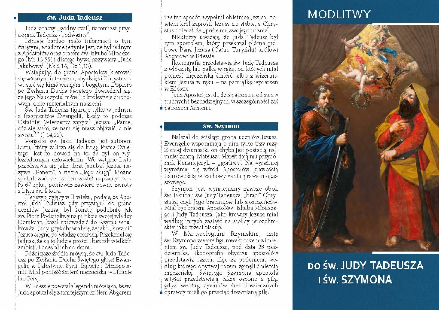 Litania i Modlitwy do Św. Judy Tadeusza i Św. Szymona - Folder religijny - Nowość