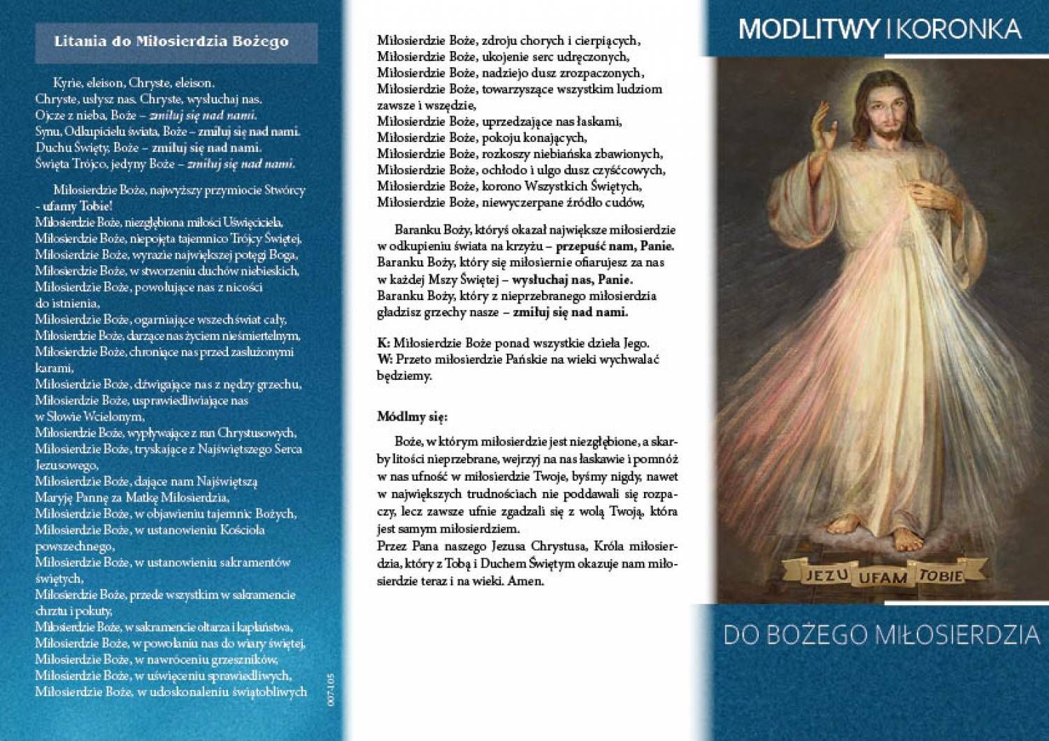 Koronka i Modlitwy do Miłosierdzia Bożego (1) - Folder religijny - Nowość