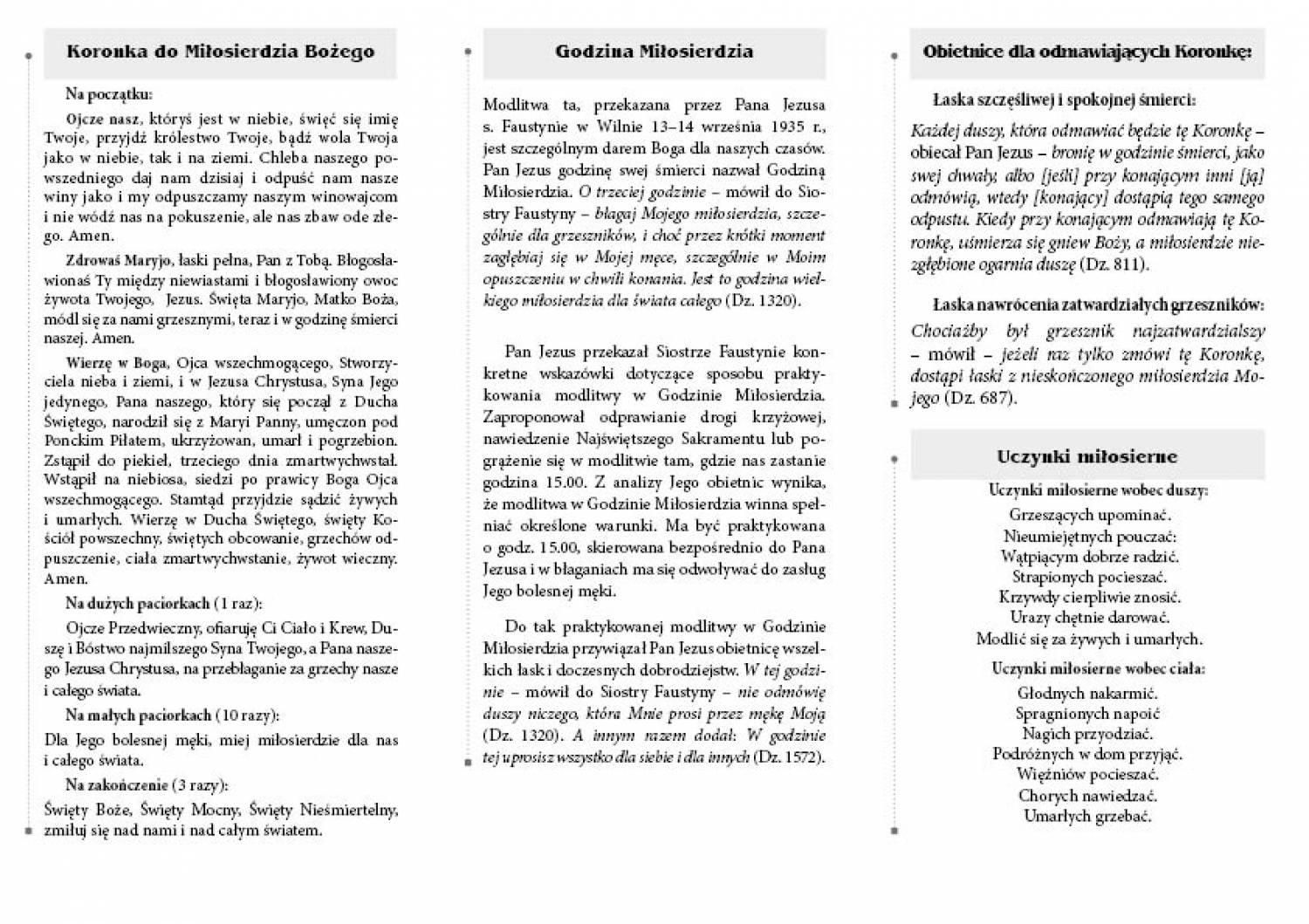 Koronka i Modlitwy do Miłosierdzia Bożego (1) - Folder religijny - zdjęcie 2 - Koronka i Modlitwy do Miłosierdzia Bożego (1)