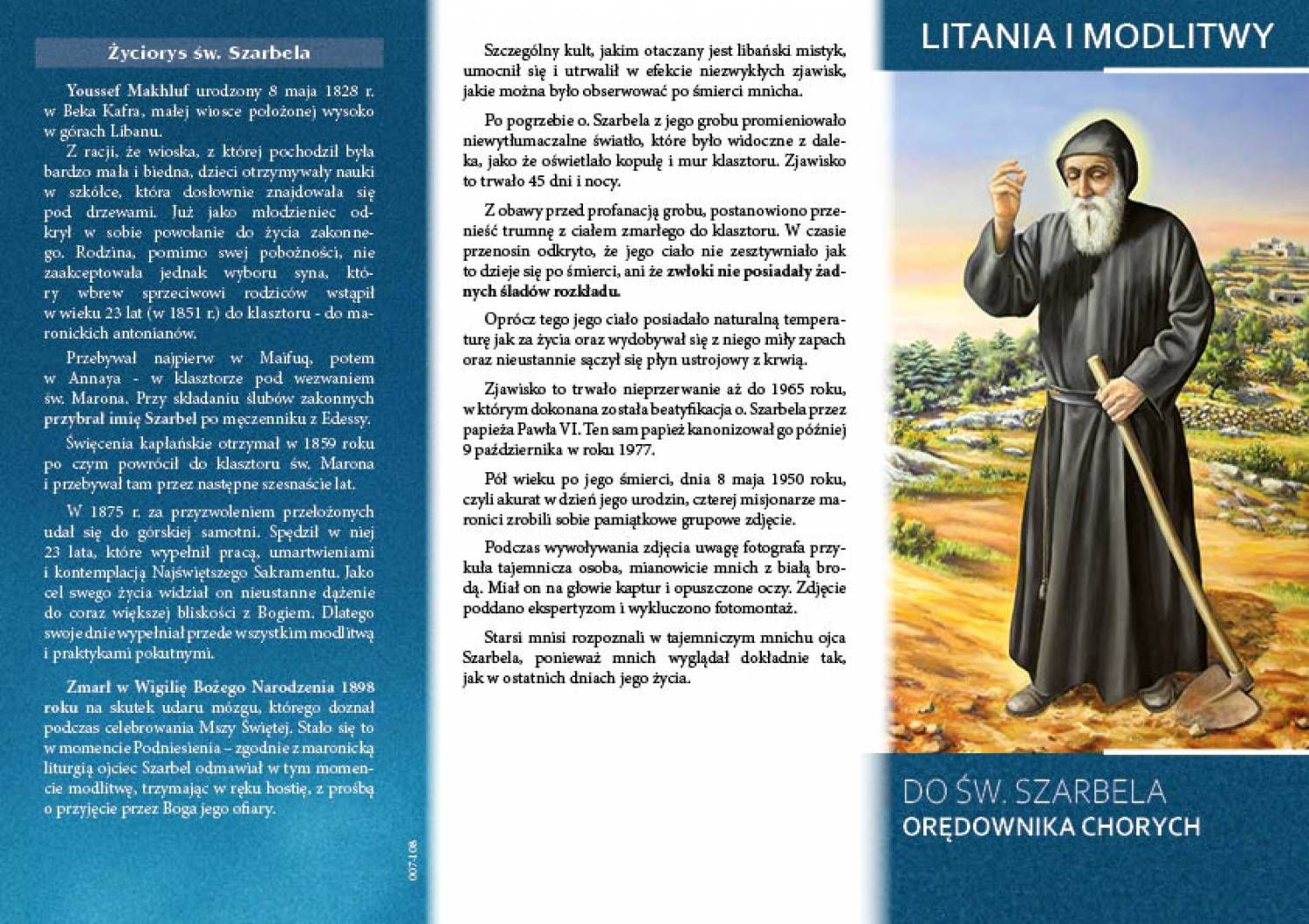 Litania i Modlitwy do Św. Charbela - Folder religijny - Nowość