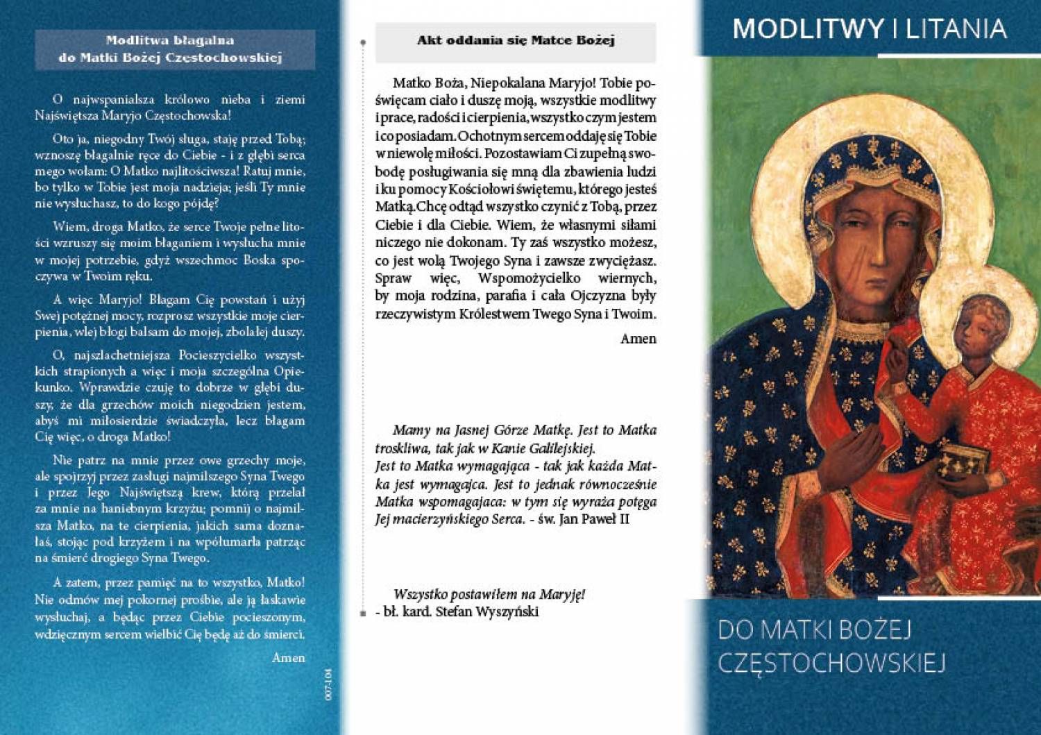 Modlitwy i Litania do Matki Bożej Częstochowskiej - Folder religijny - Nowość