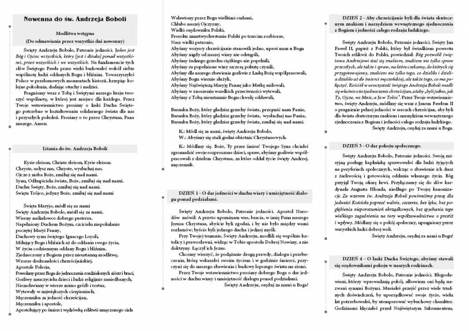 Folder nowenna i litania do Św. Andrzeja Boboli - Folder religijny - zdjęcie 2 - Folder nowenna i litania do Św. Andrzeja Boboli