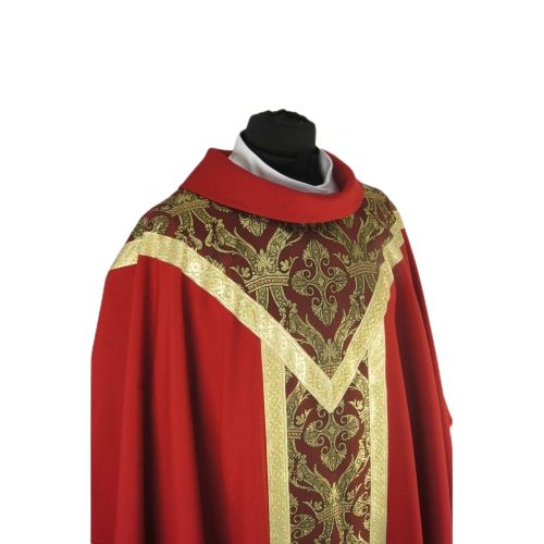 Ornat semi gotycki czerwony - tkanina gładka (61) - Ornaty Semi Gotyckie - zdjęcie 2 - Ornat semi gotycki czerwony - tkanina gładka (61)