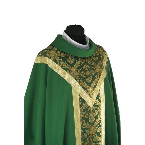 Ornat semi gotycki zielony - tkanina gładka (62) - Ornaty Semi Gotyckie - zdjęcie 2 - Ornat semi gotycki zielony - tkanina gładka (62)