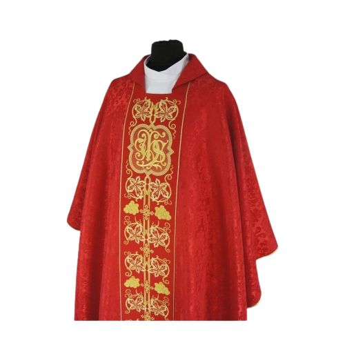 Ornat gotycki czerwony haftowany - tkanina żakard (53) - Ornaty czerwone - zdjęcie 2 - Ornat gotycki czerwony haftowany - tkanina żakard (53)
