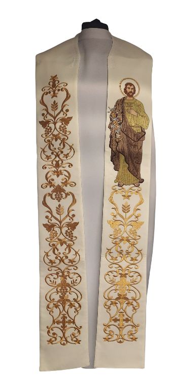 Stuła haftowana z wizerunkiem Świętego Józefa (4) - Z POSTACIAMI - Nowość