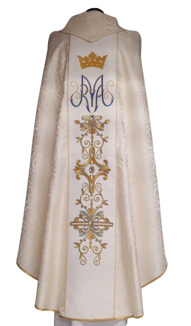 Ornat haftowany Matka Boża Kościoła - materiał rozeta - ORNATY - zdjęcie 2 - Ornat haftowany Matka Boża Kościoła - materiał rozeta