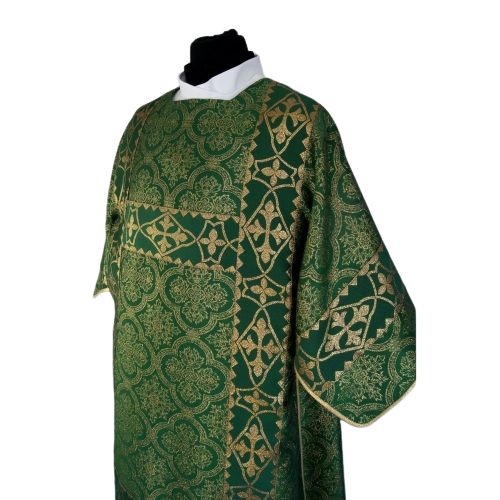 Dalmatyka zielona rzymska - tkanina żakard, brokat (46) - DALMATYKI - zdjęcie 2 - Dalmatyka zielona rzymska - tkanina żakard, brokat (46)