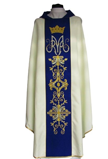Ornat Maryjny haftowany - materiał gładki (23) - Ornaty Maryjne - Nowość