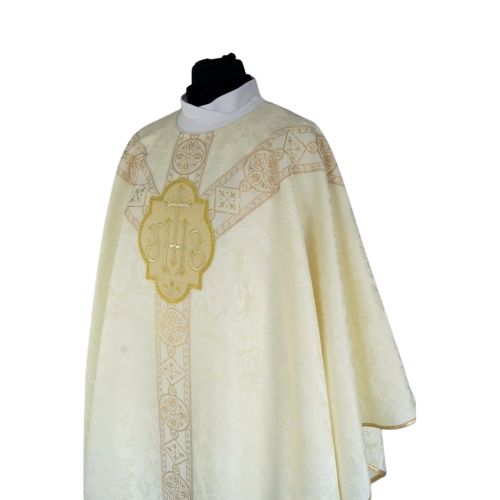 Ornat semi gotycki ecru - tkanina żakard (64) - Ornaty Semi Gotyckie - zdjęcie 2 - Ornat semi gotycki ecru - tkanina żakard (64)