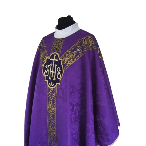 Ornat semi gotycki fiolet - tkanina żakard (65) - ORNATY NA WIELKI POST - zdjęcie 2 - Ornat semi gotycki fiolet - tkanina żakard (65)