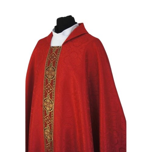 Ornat semi gotycki czerwony - tkanina żakard (70) - Ornaty Semi Gotyckie - zdjęcie 2 - Ornat semi gotycki czerwony - tkanina żakard (70)