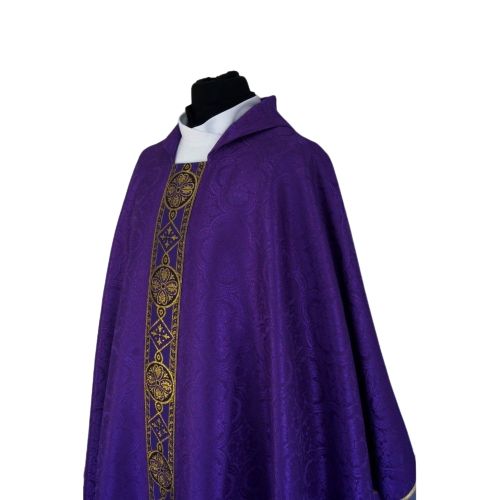 Ornat semi gotycki fioletowy - tkanina żakard (71) - Ornaty Semi Gotyckie - zdjęcie 2 - Ornat semi gotycki fioletowy - tkanina żakard (71)