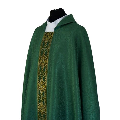 Ornat semi gotycki zielony - tkanina żakard (71) - Ornaty Semi Gotyckie - zdjęcie 2 - Ornat semi gotycki zielony - tkanina żakard (71)