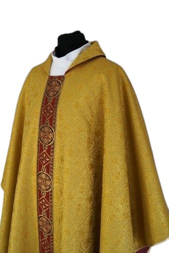 Ornat semi gotycki złoty - tkanina brokat (72) - Ornaty Semi Gotyckie - zdjęcie 2 - Ornat semi gotycki złoty - tkanina brokat (72)
