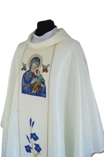 Ornat haftowany MB Nieustającej Pomocy - żakard - Ornaty Maryjne - zdjęcie 2 - Ornat haftowany MB Nieustającej Pomocy - żakard