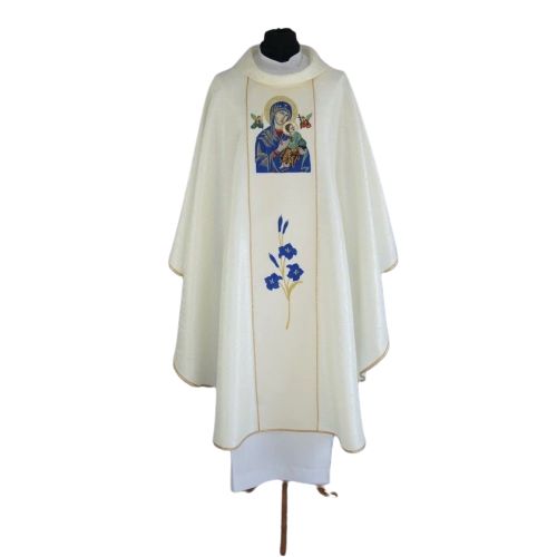 Ornat haftowany MB Nieustającej Pomocy - żakard - Ornaty Maryjne - zdjęcie 3 - Ornat haftowany MB Nieustającej Pomocy - żakard