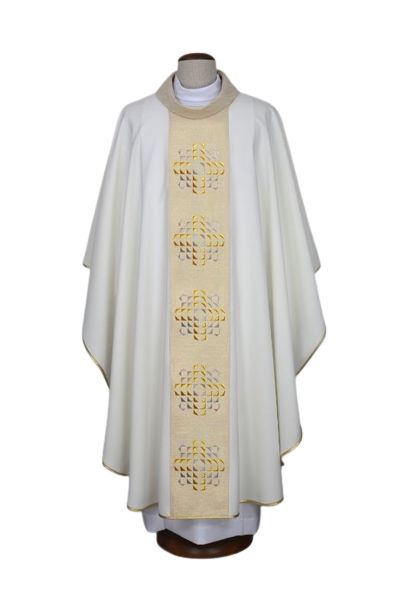 Ornat ecru z nowoczesnymi haftami (16) - Ornaty białe/ ecru - Nowość