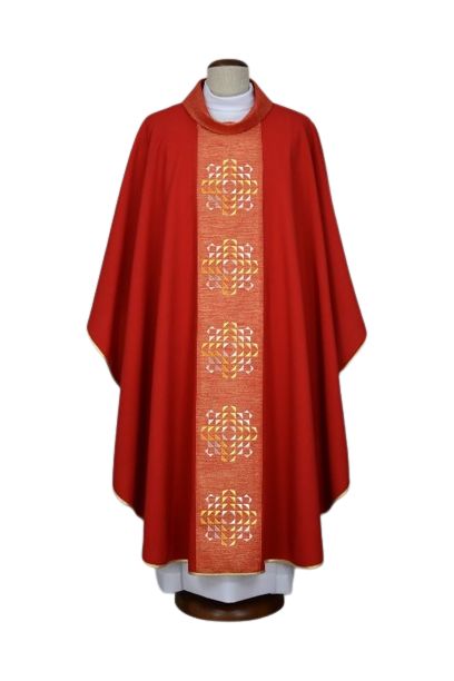 Ornat czerwony z nowoczesnymi haftami (16) - Ornaty czerwone - Nowość