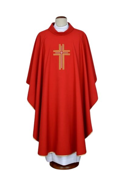 Ornat haftowany czerwony - krzyż (15) - Ornaty czerwone - Nowość