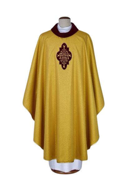 Ornat złoty z haftowaną aplikacją z aksamitu (13) - Ornaty złote/srebrne - Nowość