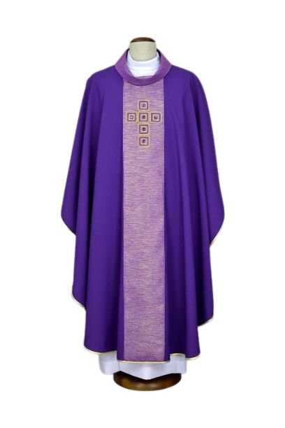 Ornat haftowany fioletowy - ozdobne kamienie (11) - Ornaty fioletowe - Nowość