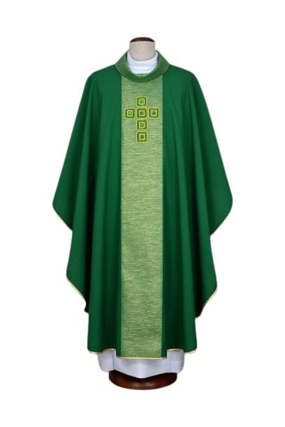 Ornat haftowany zielony - ozdobne kamienie (11) - Ornaty zielone - Nowość