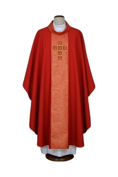 Ornat haftowany czerwony - ozdobne kamienie (11) - Ornaty czerwone - Nowość