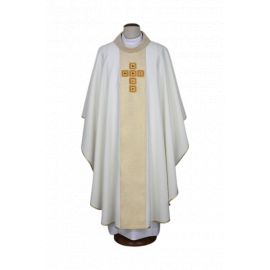 Ornat haftowany ecru - ozdobne kamienie (11) - Ornaty białe/ ecru