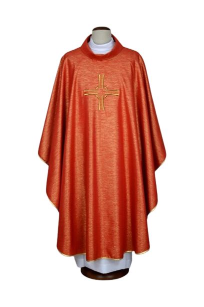 Ornat czerwony haftowany - krzyż (18) - Ornaty czerwone - Nowość