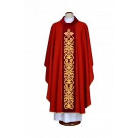Ornat czerwony haftowany - krzyż, ornament (19) - Ornaty czerwone