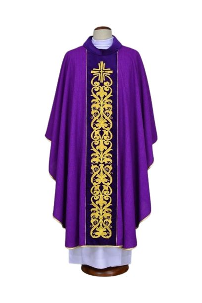 Ornat fioletowy haftowany - krzyż, ornament (19) - Ornaty fioletowe - Nowość