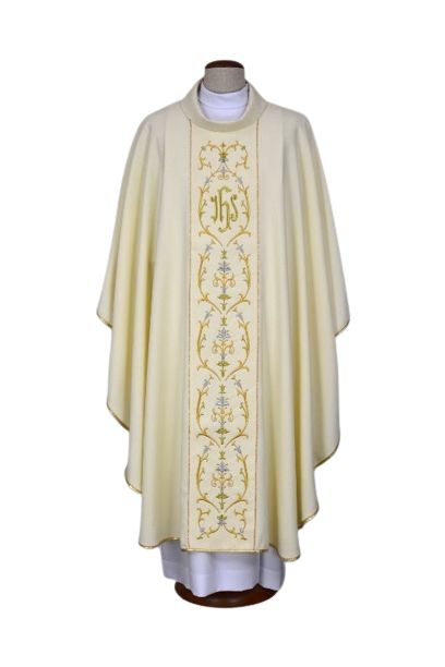 Ornat ecru haftowany - IHS (20) - Ornaty białe/ ecru - Nowość