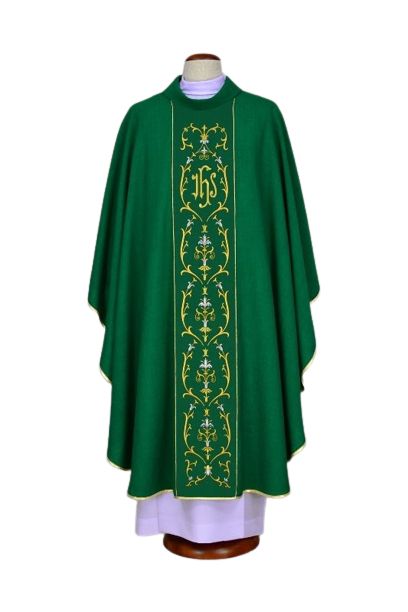 Ornat zielony haftowany - IHS (20) - Ornaty zielone - Nowość