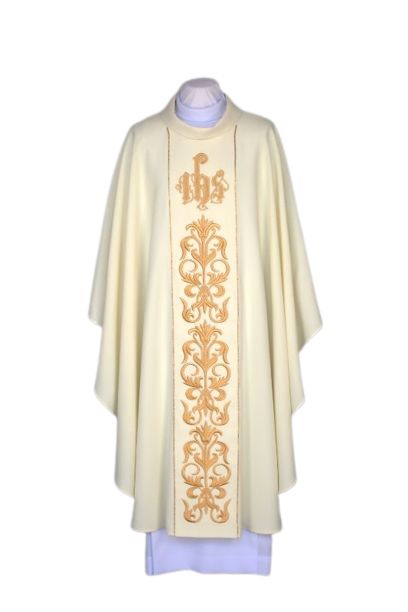 Ornat ecru haftowany - IHS (26) - Ornaty białe/ ecru - Nowość