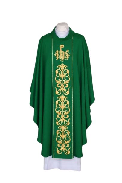 Ornat zielony haftowany - IHS (26) - Ornaty zielone - Nowość