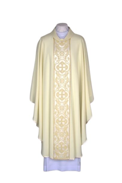 Ornat ecru haftowany - tkany pas (25) - Ornaty białe/ ecru - Nowość