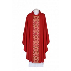 Ornat czerwony haftowany - tkany pas (25) - Ornaty czerwone