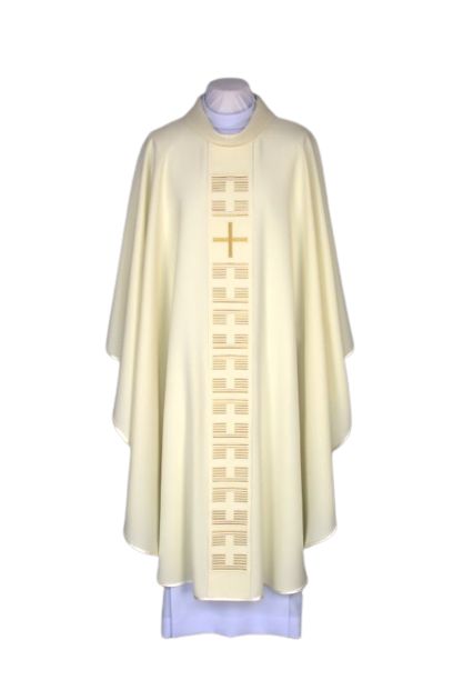 Ornat ecru haftowany - Krzyż (24) - Ornaty białe/ ecru - Nowość